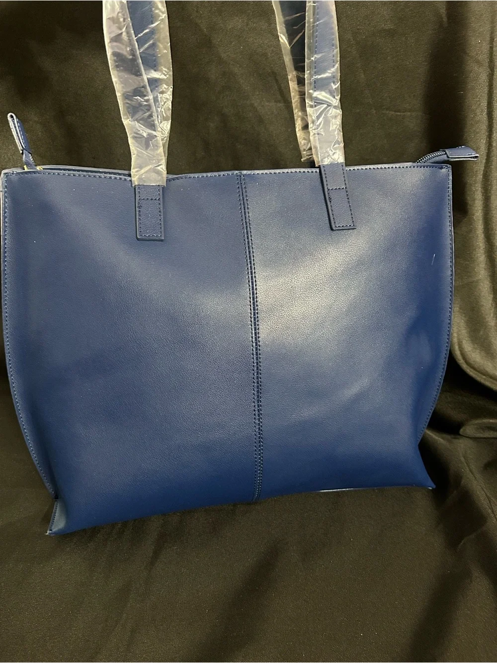 Joy Mangano Leather Structured RFID Navy Blue Tote Bag Women’s Tote NWT